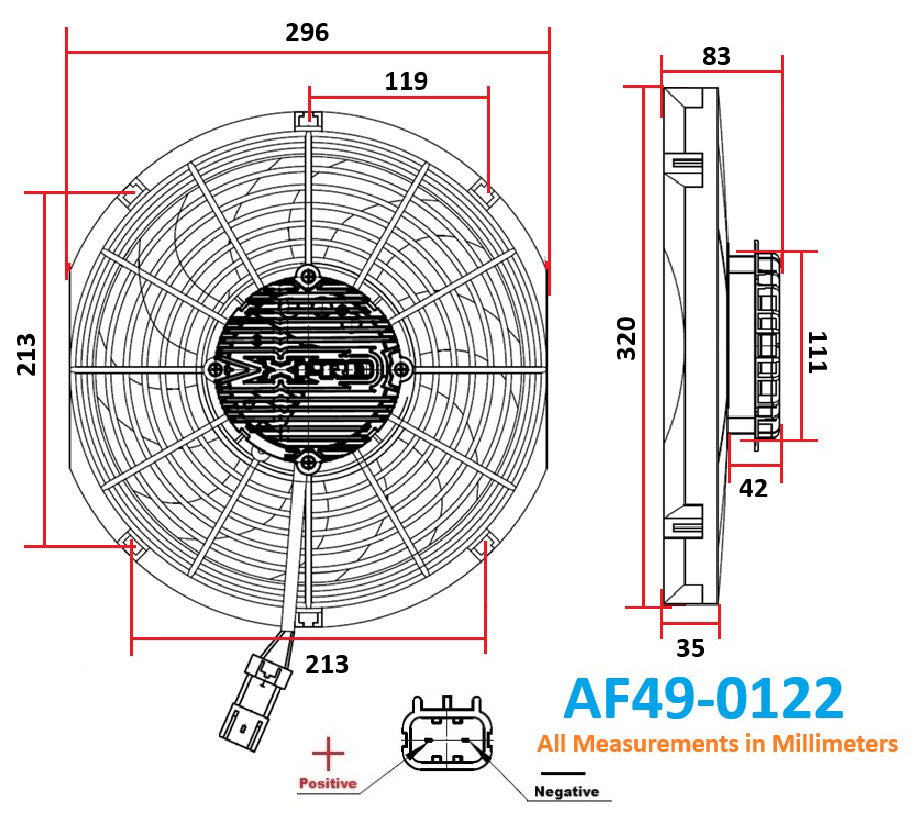 Aeroflow 12" Brushless Electric Fan, Pusher Type with Curved Blades - AF49-0122