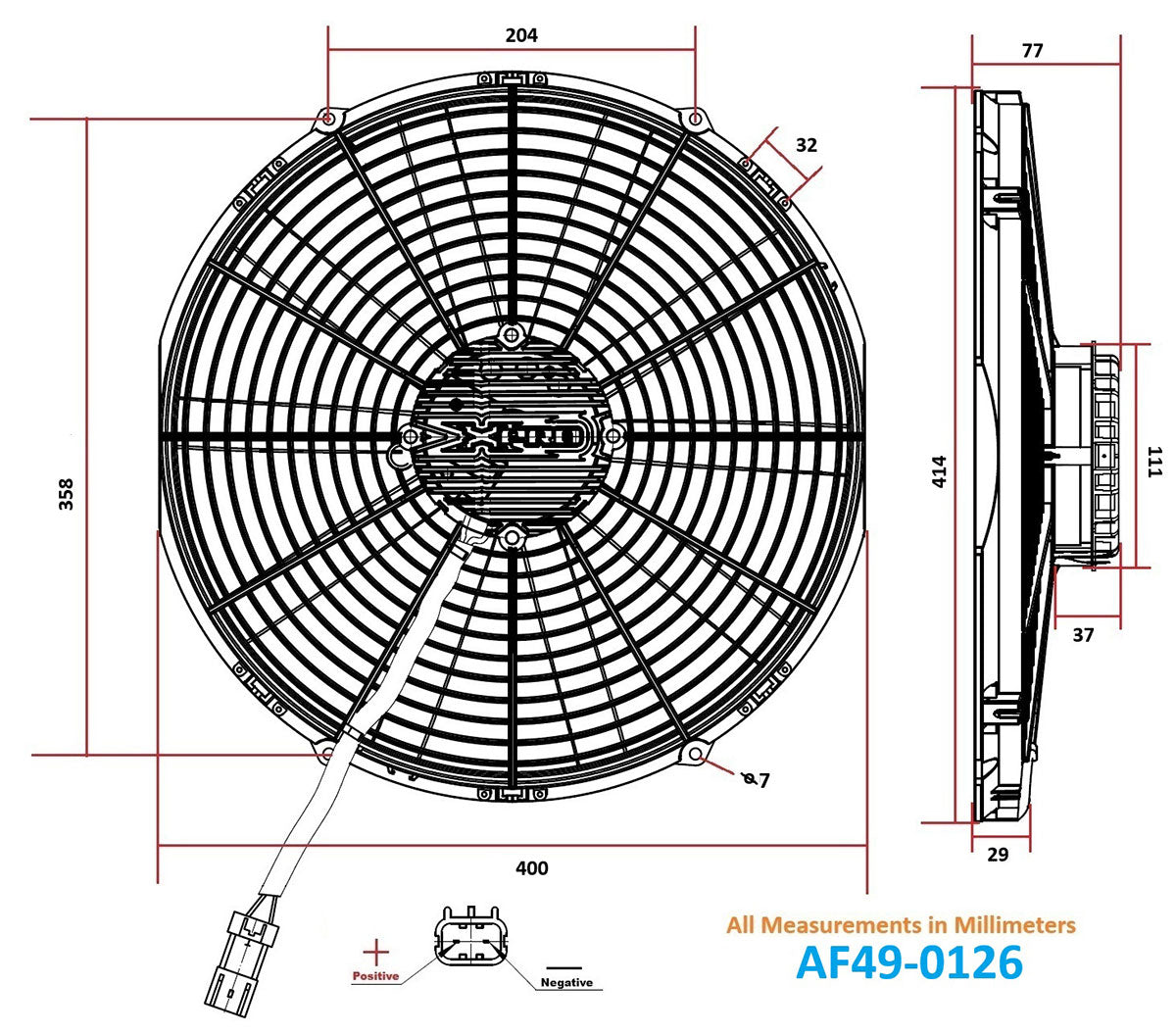 Aeroflow 16" Brushless Electric Fan, Pusher Type with Curved Blades - AF49-0126