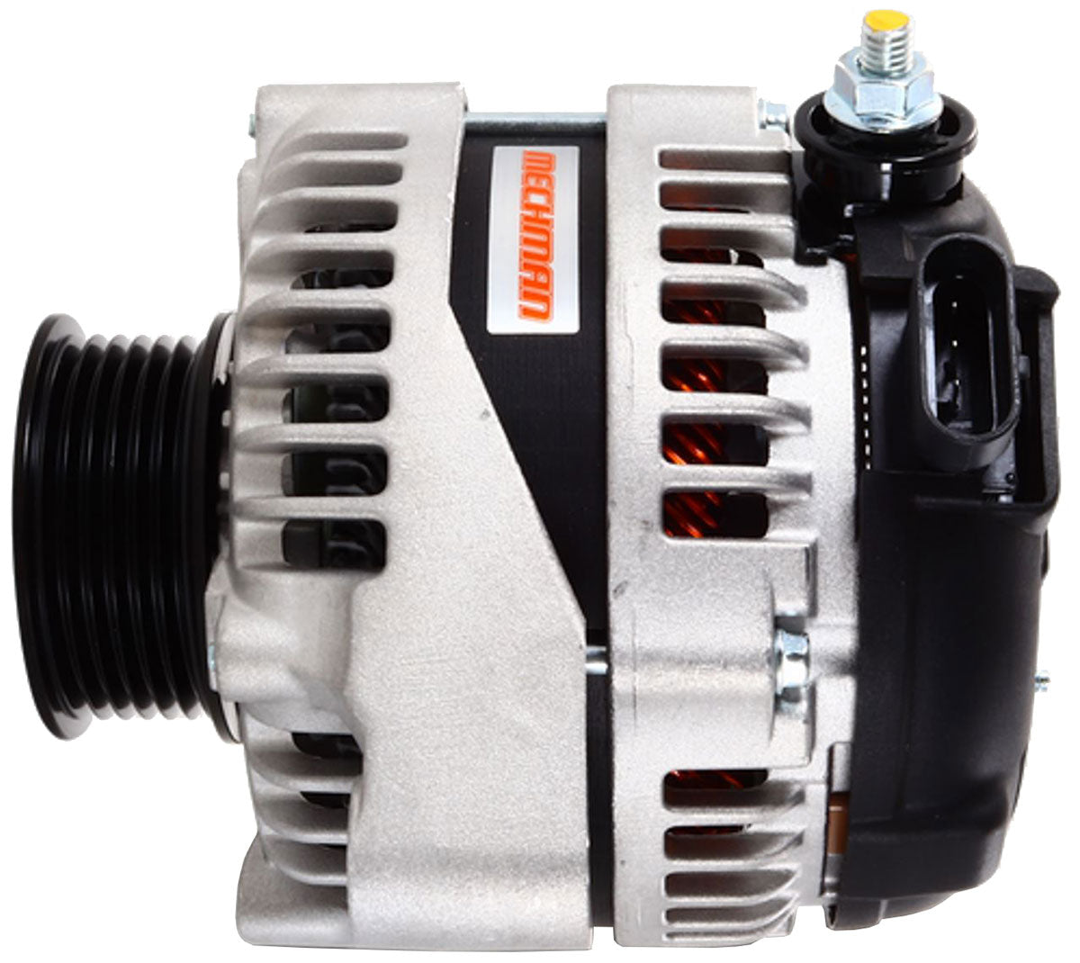 Mechman Import 240 Amp Racing Alternator, Natural Finish - MM13546240