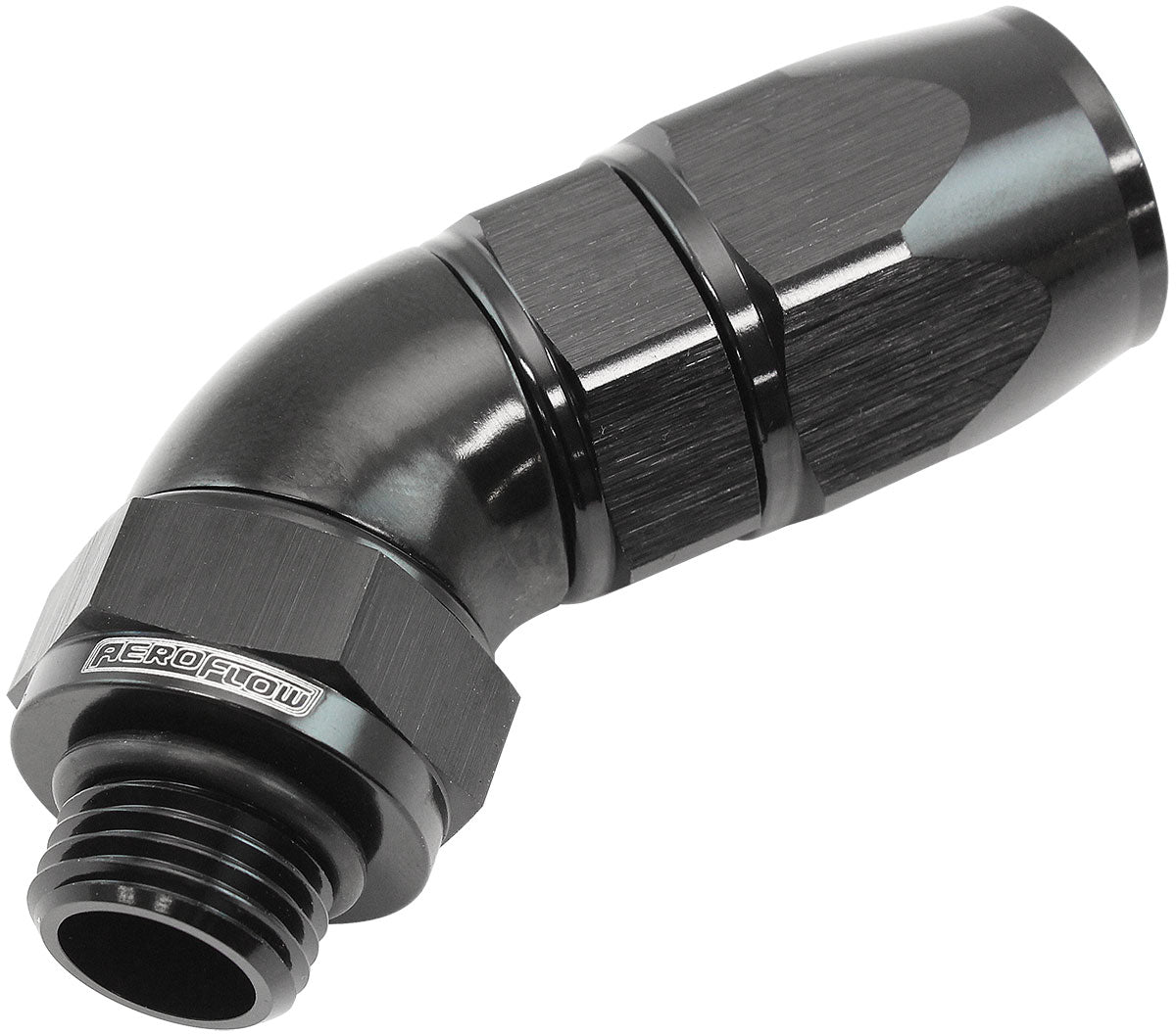 Aeroflow ORB Taper Swivel 45° Hose End -6 ORB to -6AN - AF582-08-06DBLK AF582-08-06DBLK