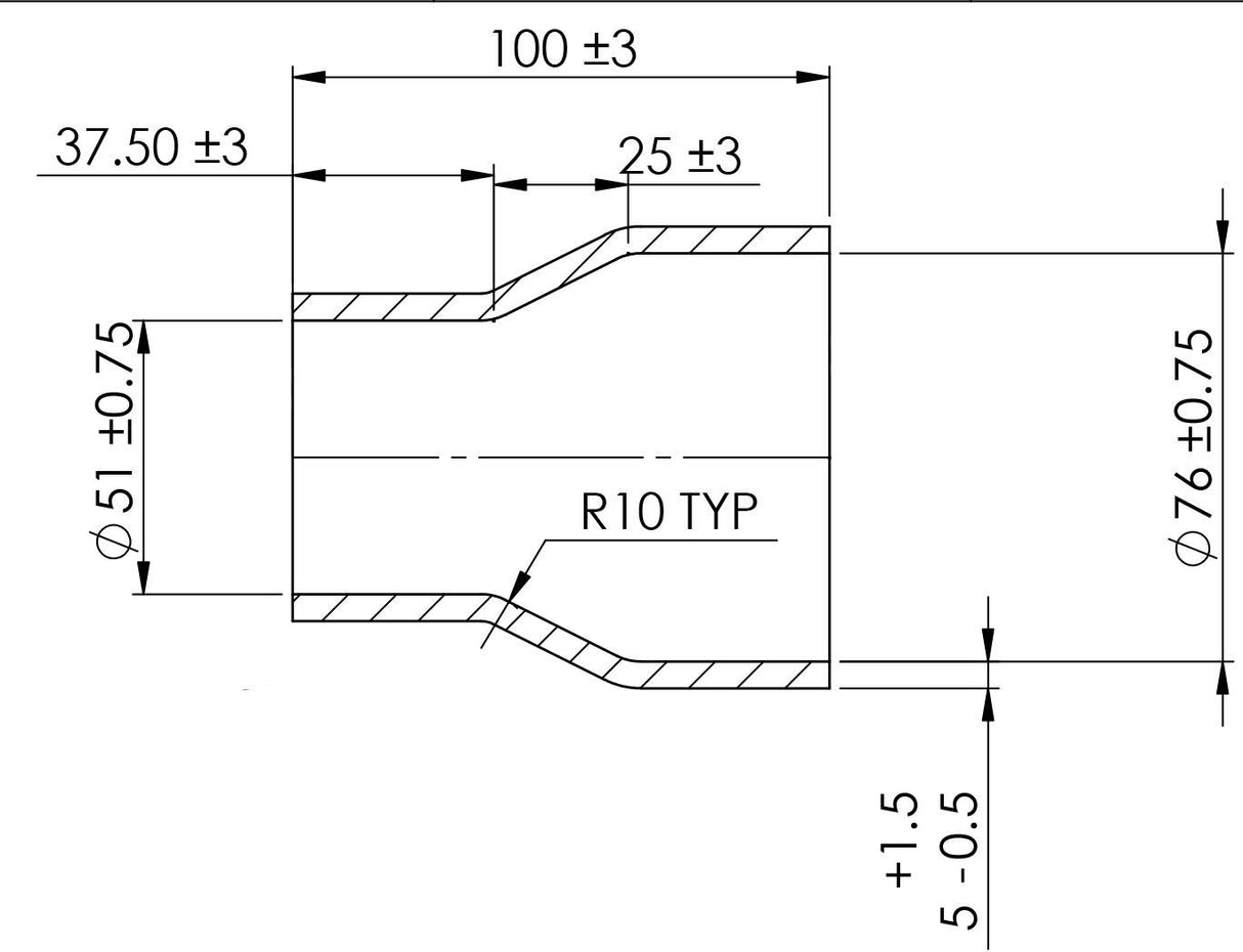 Turbosmart Silicon Hose Reducer 2.00-3.00" BLACK - TS-HR200300-BK