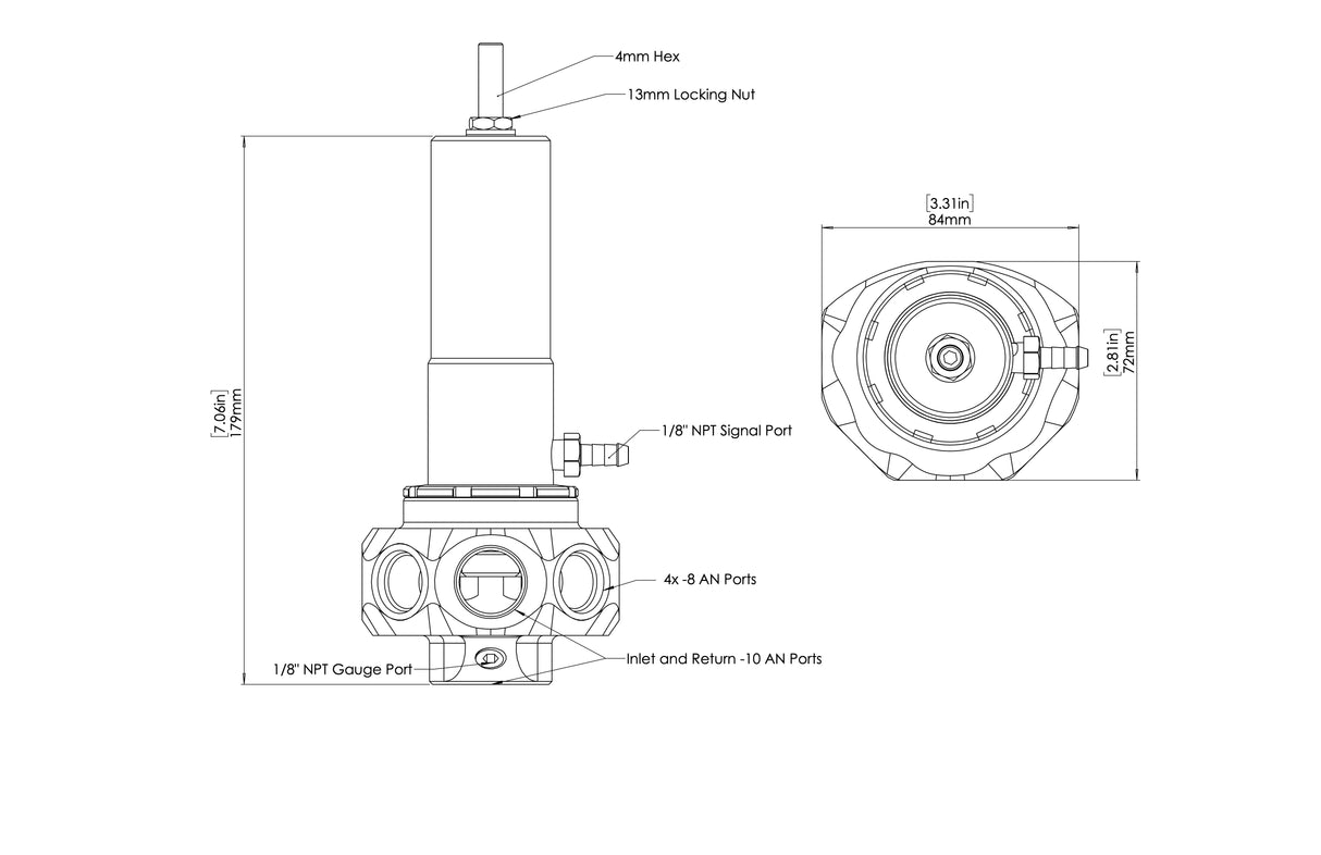 Turbosmart FPR10M Pro - Fuel Pressure Regulator - Black - TS-0404-1342