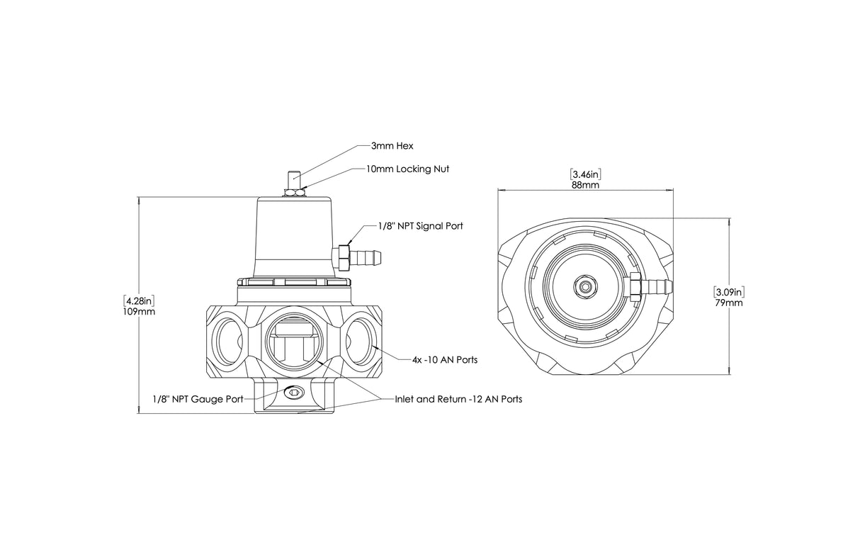 Turbosmart FPR12 Pro - Fuel Pressure Regulator - Black - TS-0404-1252