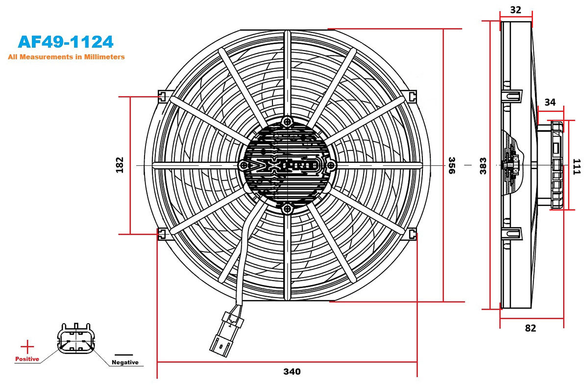 Aeroflow 14" Brushless Electric Fan, Puller Type with Curved Blades - AF49-1124