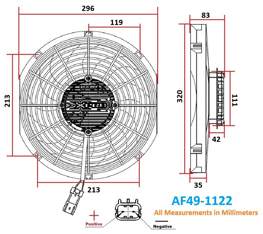 Aeroflow 12" Brushless Electric Fan, Puller Type with Curved Blades - AF49-1122