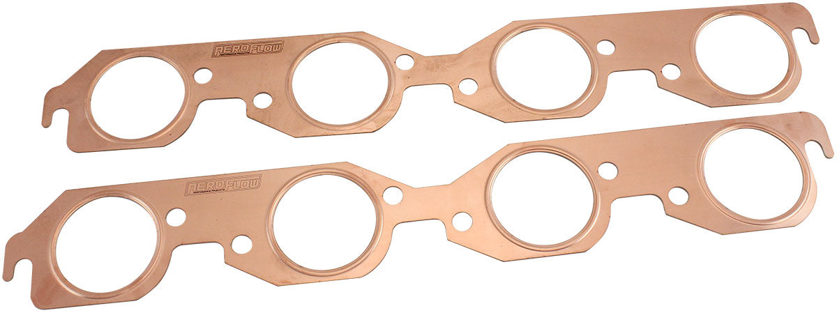Aeroflow Big Block Chevy Round Port Copper Embossed Exhaust Gaskets Sold as a Pair, 2.400" Round Port Size (AF1854-1304) AF1854-1304