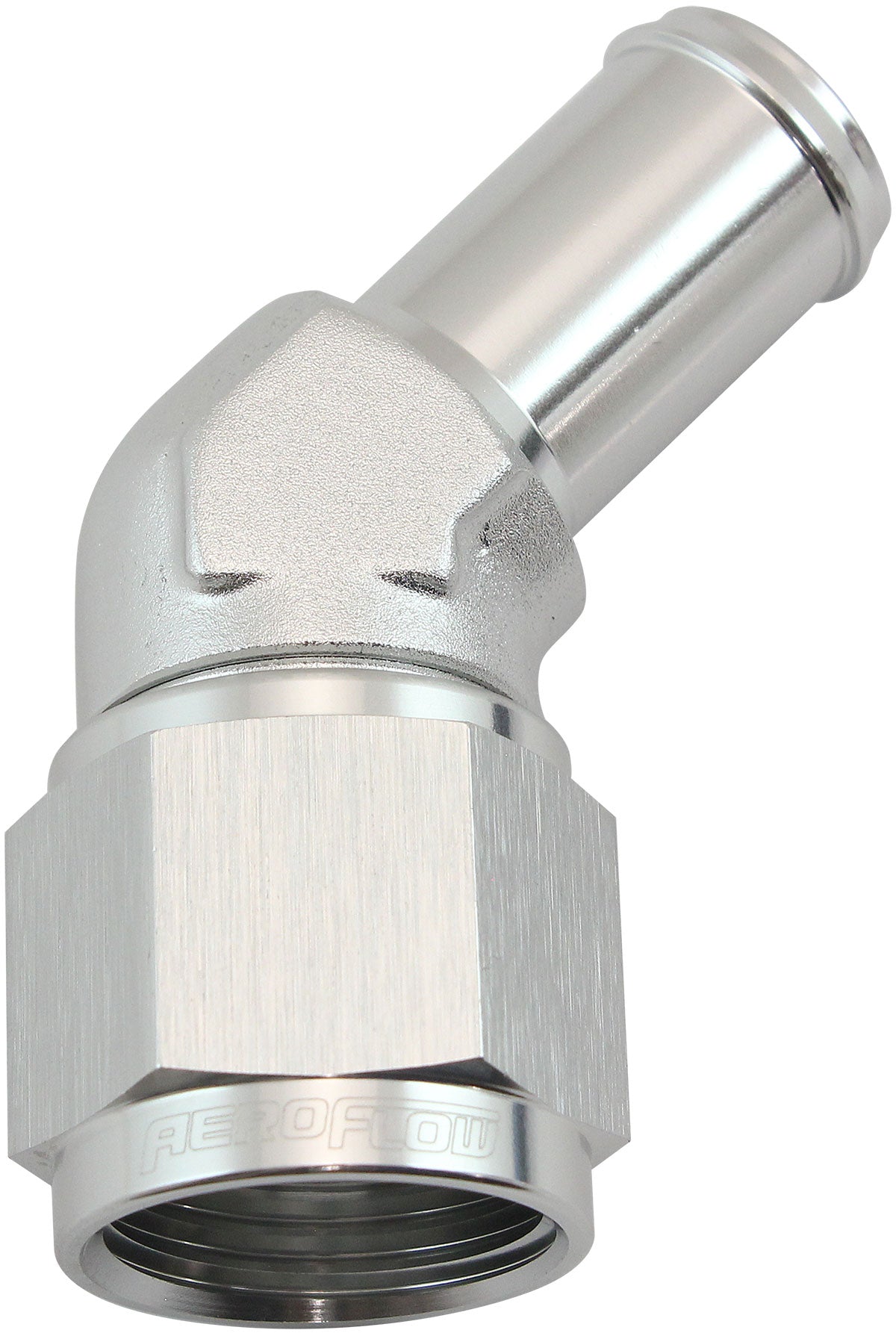 Aeroflow 45° Hose Barb 5/8" to -10AN Silver Finish (AF412-10S) AF412-10S