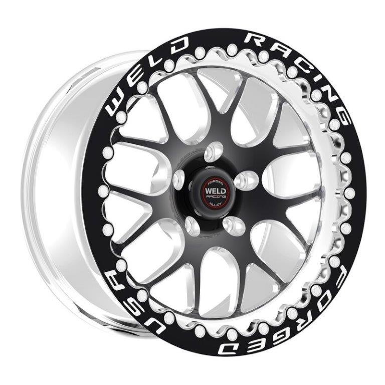 Weld RT-S S77 15 x 9.33" Wheel, Polished with Black Center and Single Beadlock for M/T - WE77MB509A55F WE77MB509A55F