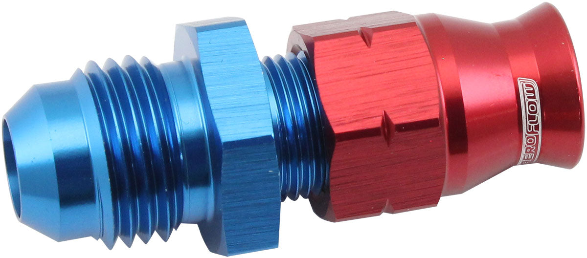 Aeroflow Tube to Male AN Adapter 1/4" to -6AN Blue/Red Finish. Suits Aeroflow, Moroso & Russell Tubing (AF108-06-04) AF108-06-04