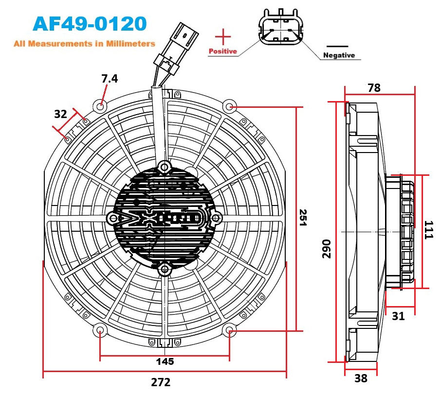 Aeroflow 10" Brushless Electric Fan, Pusher Type with Curved Blades - AF49-0120