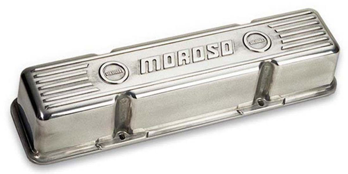 Moroso Die Cast Aluminium Valve Covers, Polished Finish with Moroso Logo Suit Small Block Chevy - MO68401 MO68401
