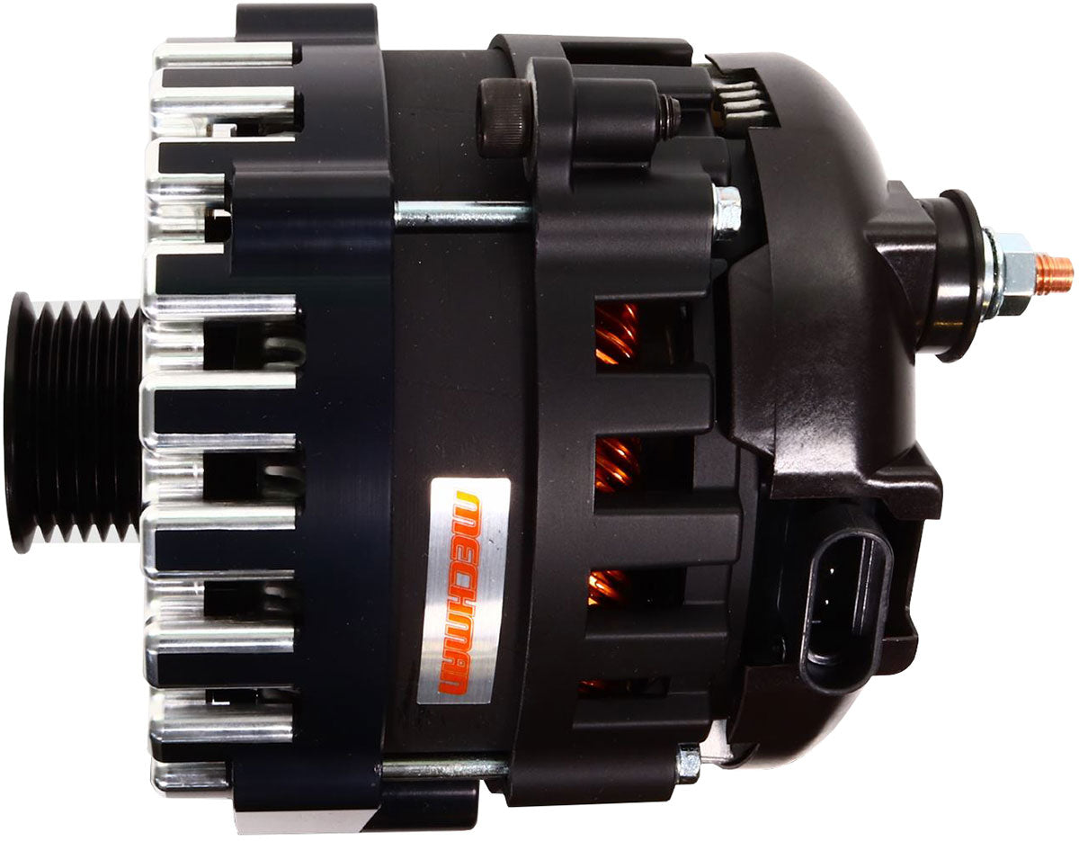 Mechman Billet Elite Series 370 Amp Alternator, Black Finish - MMB8206370B