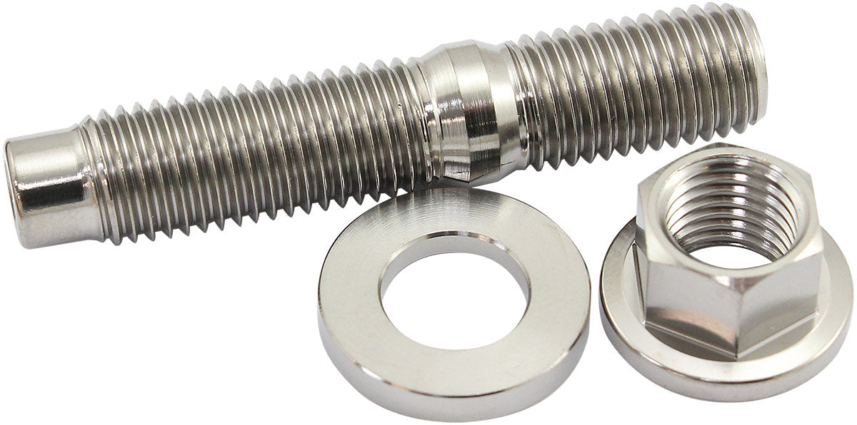 Aeroflow M10 x 1.25mm Titanium Stud, Hex Nut and Washer Kit Sold as One Stud, One Flat Washer and One 6 Point Hex Nut (AF55-2006) AF55-2006