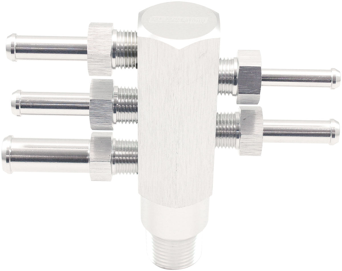Aeroflow 3/8" NPT Aluminium Vacuum Tree - Silver Finish - AF458-06S AF458-06S