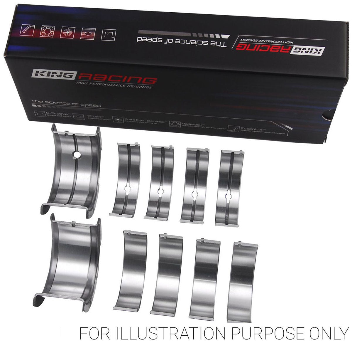 King HP Series Main Bearing Set, .001" - KBMB557HP 001 KBMB557HP 001