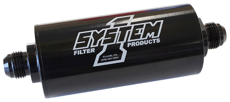 System 1 Medium Inline Billet Fuel Filter -6 End, 6" Long, 2" Dia., 35 Micron - SY201-203406B SY201-203406B