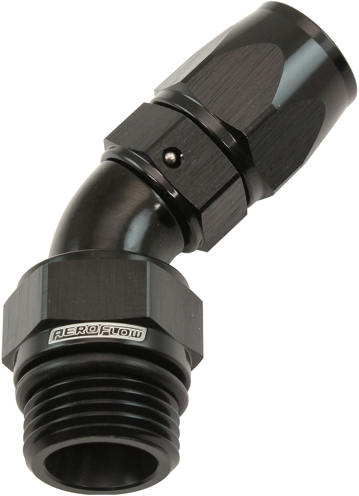 Aeroflow ORB Taper Swivel 45° Hose End -8 ORB to -6AN - AF582-06-08DBLK