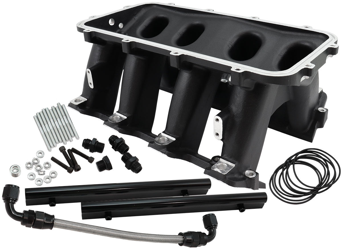 Aeroflow Hi Rise EFI GM LS Cathedral Port Intake Manifold Base, Black Finish - AF6279-5003 AF6279-5003