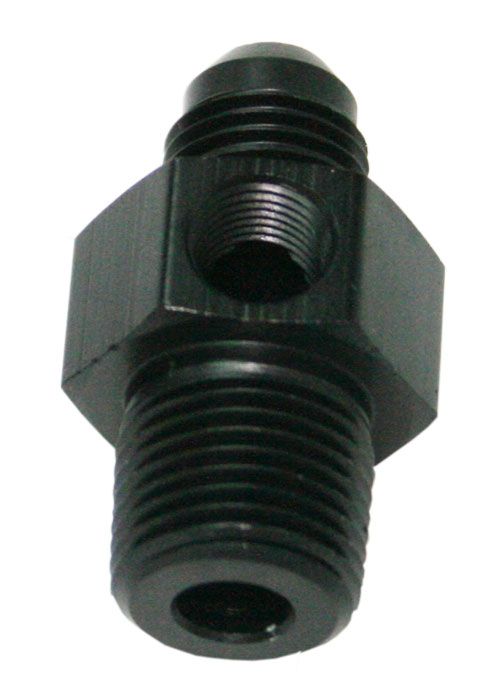 Aeroflow Male NPT to Adapter 1/4" to -8AN with 1/8" Port (AF139-08-04BLK)