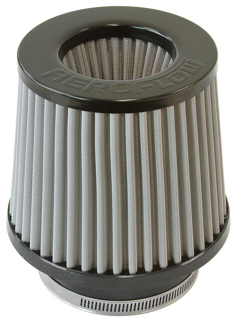 Aeroflow Universal 3" (76mm) Clamp-On Stainless Steel Inverted Tapered Pod Filter with Black End (AF2215-3000) AF2215-3000