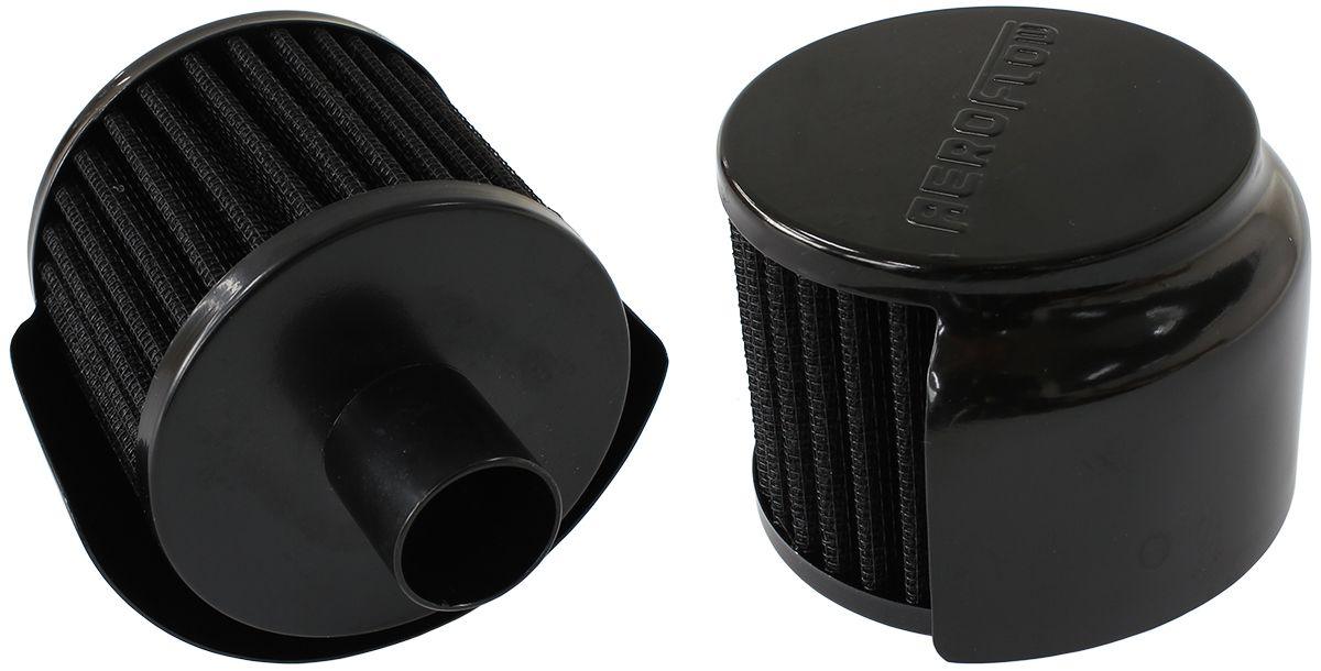Aeroflow Black Push In Breather With Black Shield (AF2271-1520) AF2271-1520