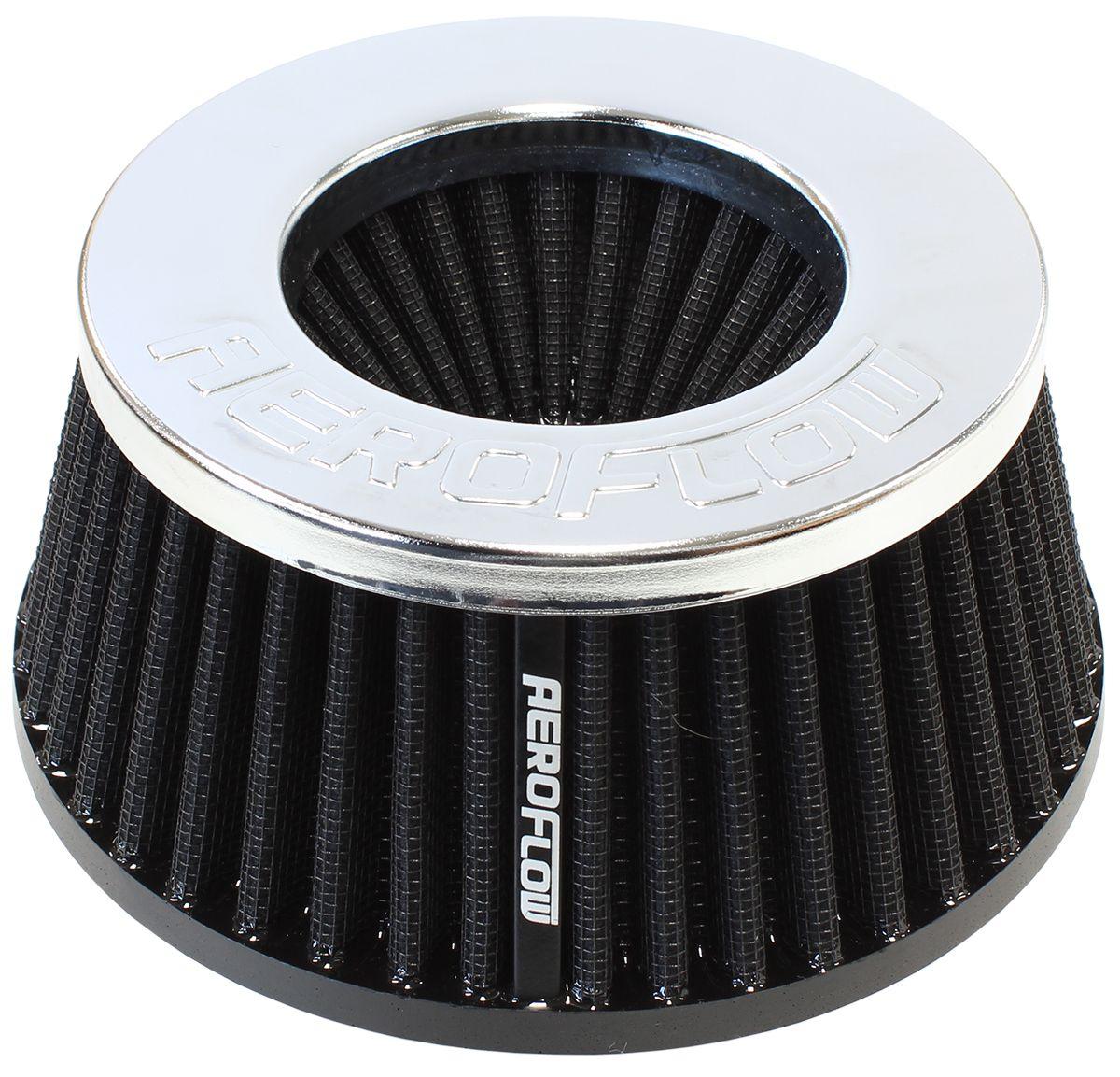 Aeroflow Universal 4" (102mm) Clamp-On Steel Top Inverted Tapered Pod Filter with Chrome End (AF2811-9500) AF2811-9500