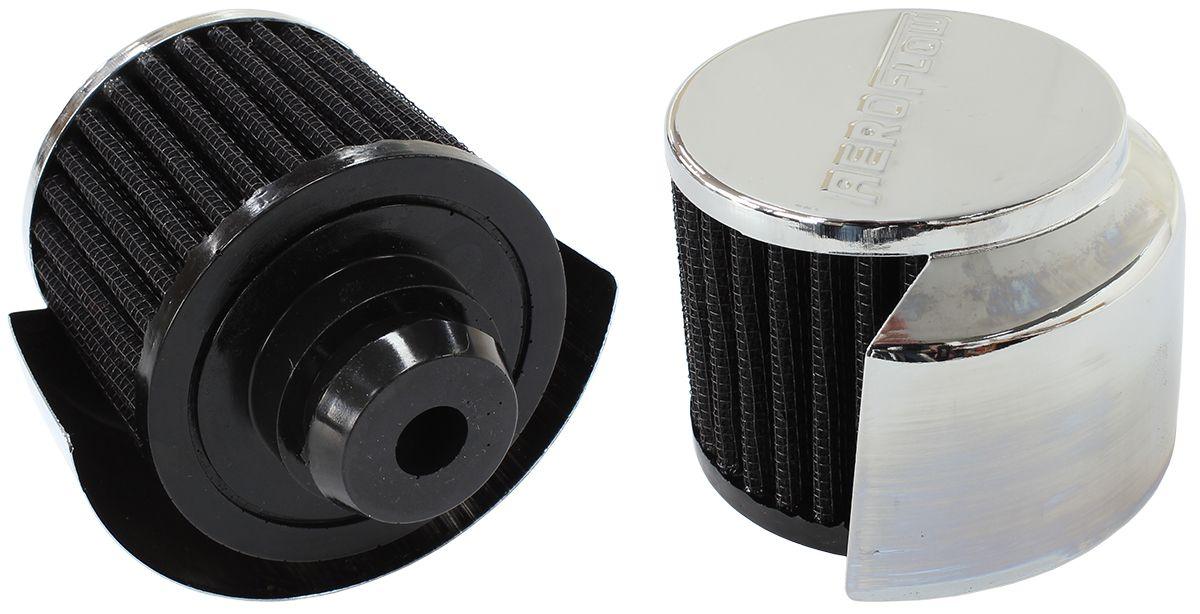 Aeroflow Chrome Push In Breather With Chrome Shield (AF2871-1516) AF2871-1516