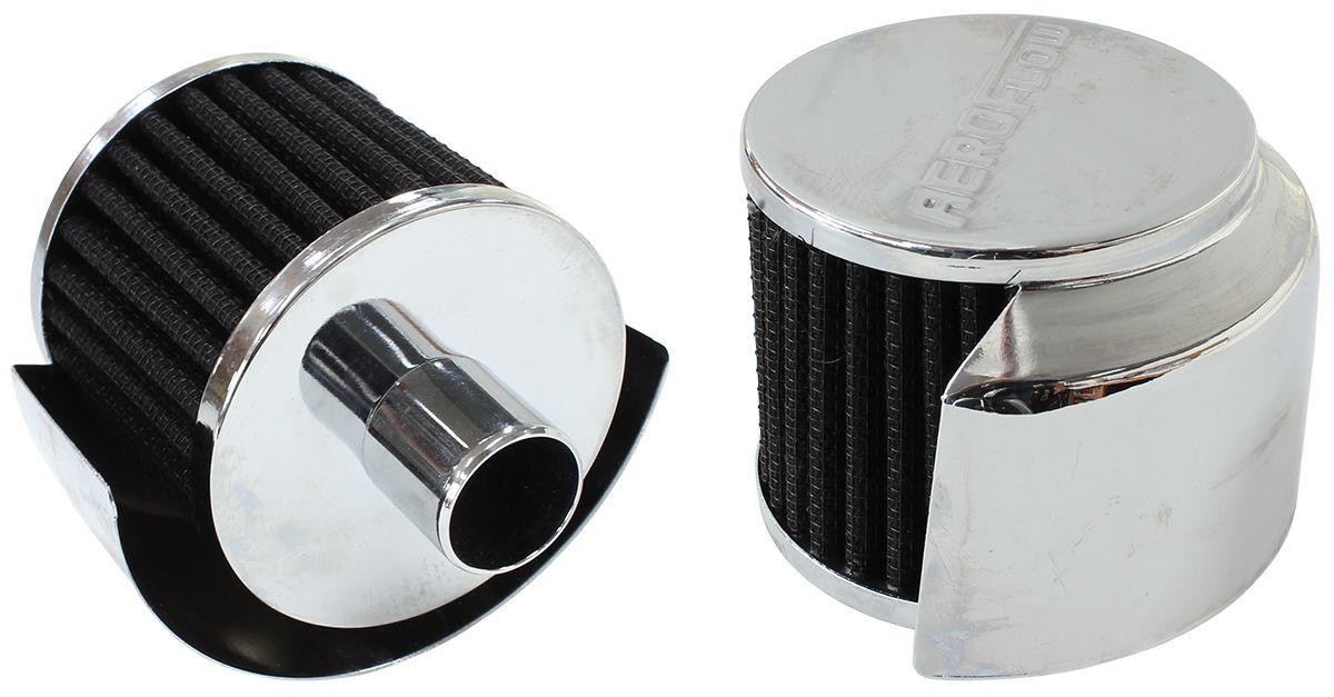 Aeroflow Chrome Push In Breather With Chrome Shield (AF2871-1520) AF2871-1520