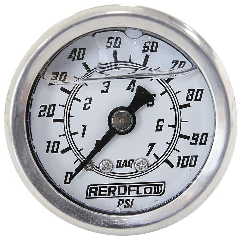 Aeroflow 1-1/2" Liquid Filled 100 psi Pressure Gauge (AF30-2203) AF30-2203