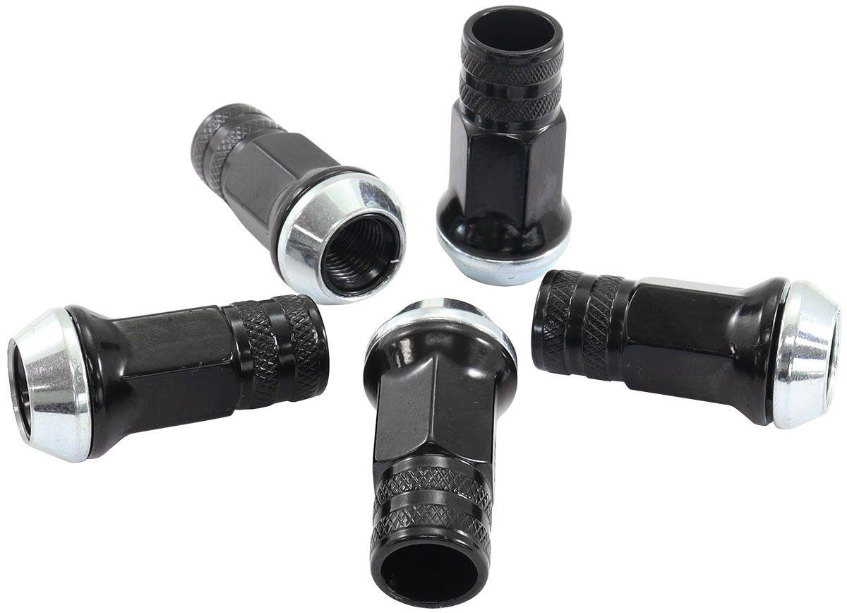 Aeroflow Acorn Long Open Black Wheel Nuts - M12 x 1.50mm (AF3016-3000) AF3016-3000