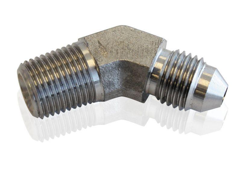 Aeroflow Stainless Steel 45° NPT Male to AN Fitting (AF382-04) AF382-04