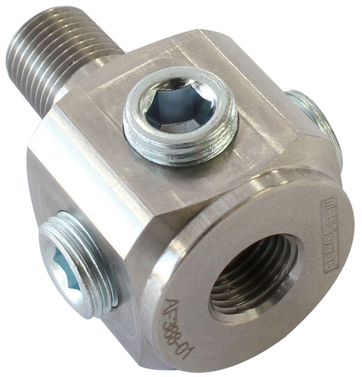 Aeroflow NPT To NPT Block Tee Stainless Steel Adapter (AF388-01) AF388-01