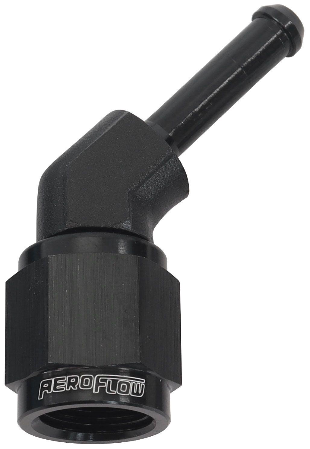 Aeroflow 45° Hose Barb 3/16" to -4AN (AF412-04BLK) AF412-04BLK
