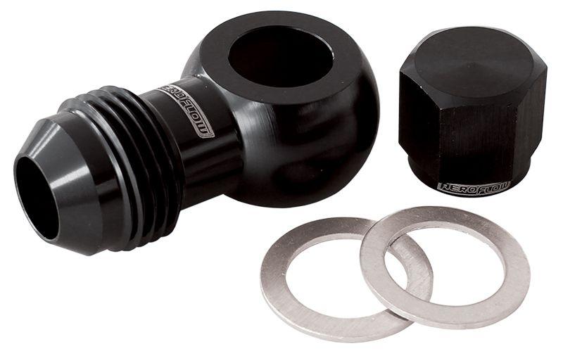 Aeroflow 90° Fuel Pump Banjo Kit - Black (AF49-1035BLK) AF49-1035BLK