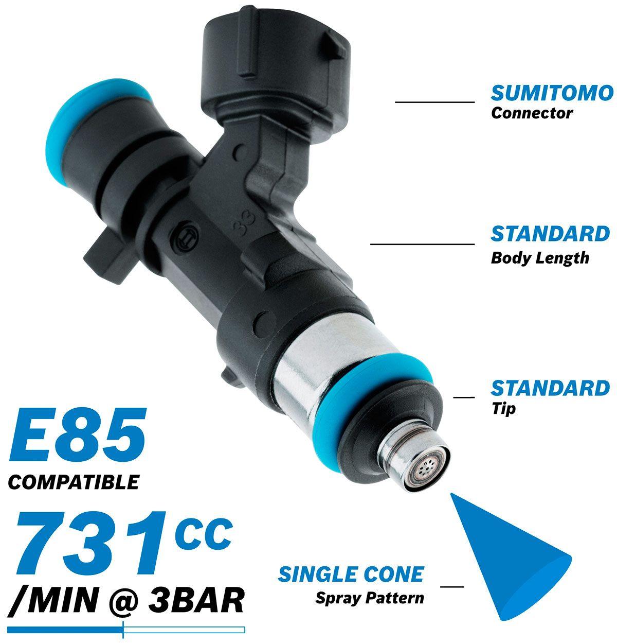 Aeroflow Bosch Motorsport 731cc EV14 Medium DENSO Fuel Injector (AF49-1906)