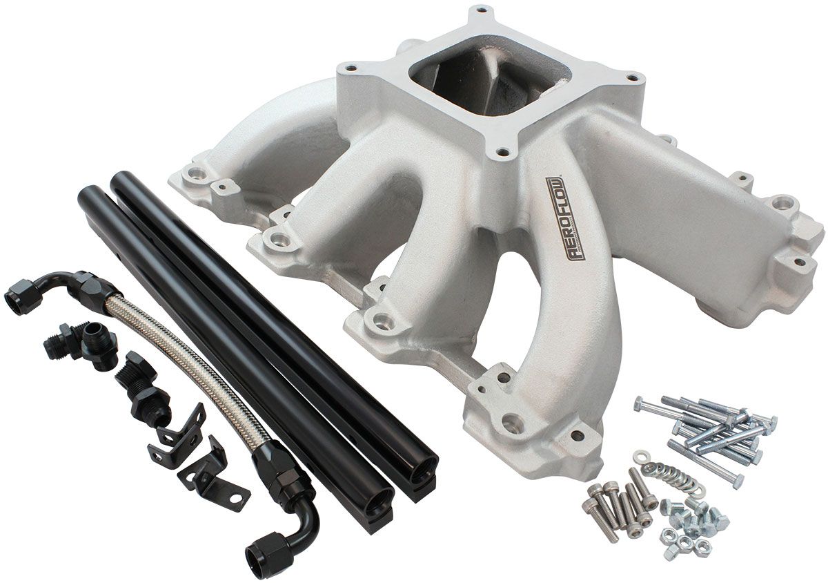 Aeroflow GM LS Cathedral Port Carburettor Hi Rise Race Single Plane EFI Intake Manifold, Natural Cast Finish (AF6050-5001) AF6050-5001