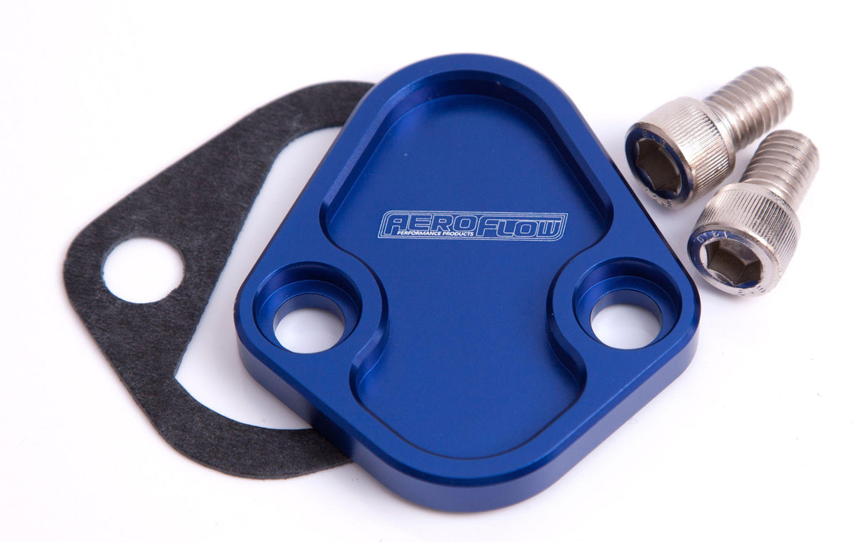 Aeroflow Billet Fuel Pump Block-Off Plate - Blue (AF64-2027) AF64-2027