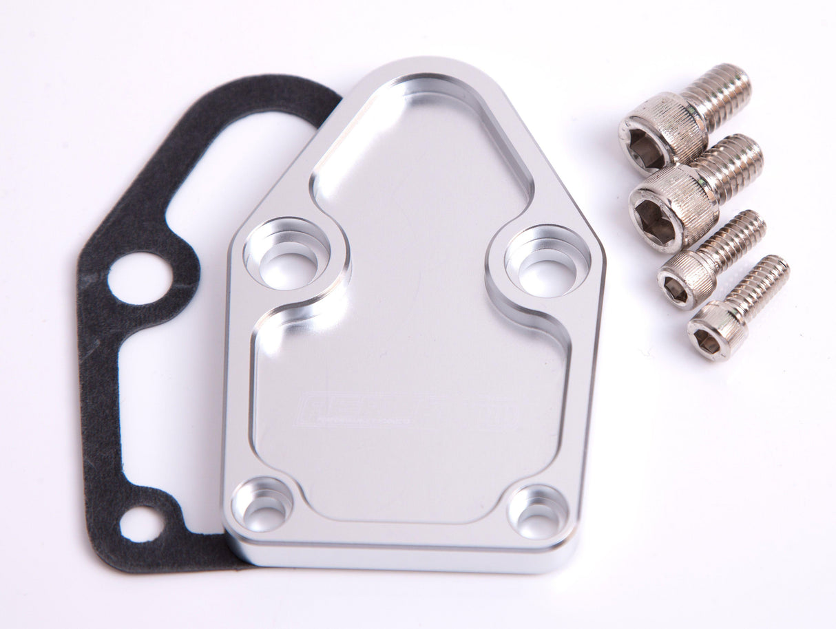 Aeroflow Billet Fuel Pump Block-Off Plate - Silver (AF64-2028S) AF64-2028S