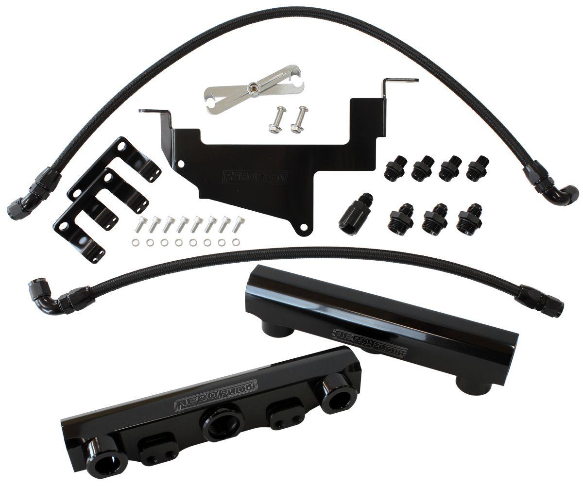 Aeroflow Subaru, Toyota, Scion FA20 Billet EFI Fuel Rail Kit - Black (AF64-2131BLK) AF64-2131BLK