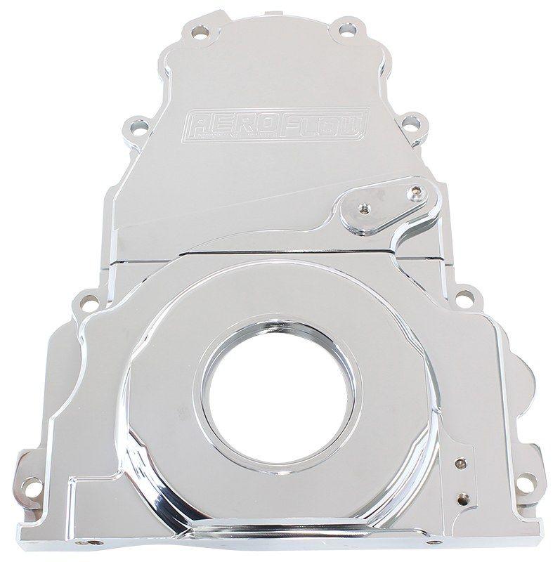 Aeroflow GM LS 2-Piece Billet Timing Cover - Chrome Finish (AF64-4361C) AF64-4361C