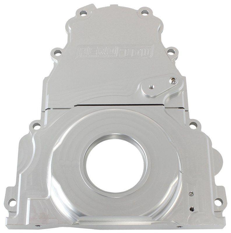 Aeroflow GM LS 2-Piece Billet Timing Cover - Silver Finish (AF64-4361S) AF64-4361S