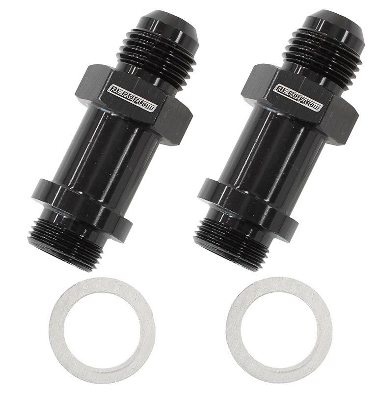 Aeroflow Carburettor Adapter - Male 9/16" x 24 to -6AN 1-3/4" Long (AF701-06-LBLK) AF701-06-LBLK