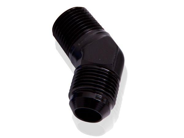 Aeroflow 45° NPT to Male Flare Adapter 1" to -20AN (AF823-16-20BLK) AF823-16-20BLK