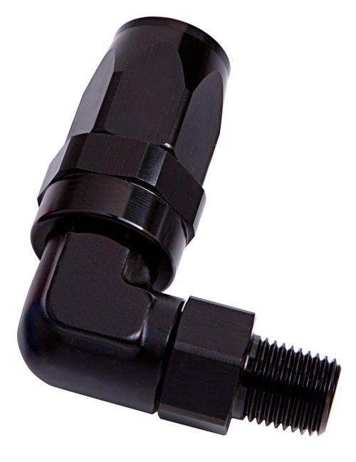 Aeroflow Male NPT Taper Swivel 90° Hose End 1/2" to -12AN (AF829-12-08BLK) AF829-12-08BLK
