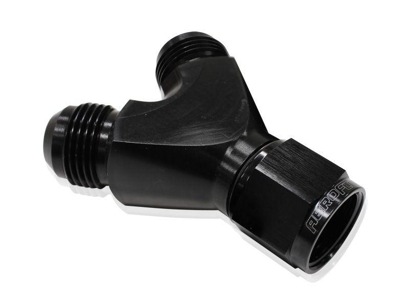 Aeroflow Billet Y-Block with Female Flare (AF931-10-08BLK) AF931-10-08BLK