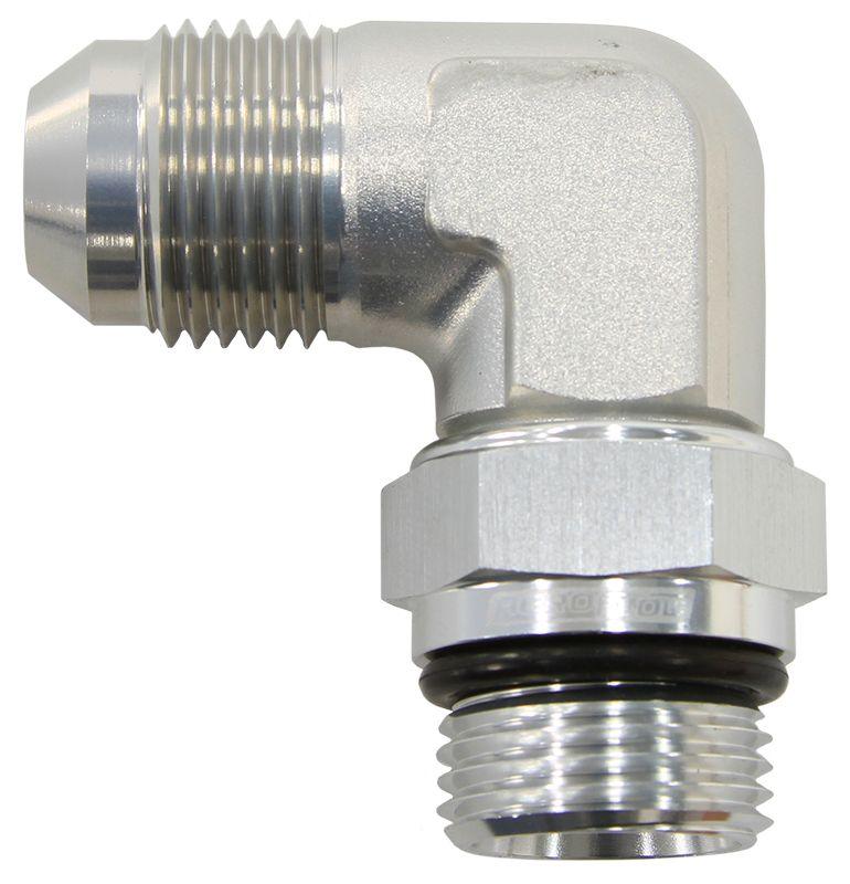Aeroflow 90° ORB Swivel to Male Flare Adapter -8AN to -6AN (AF949-06-08S) AF949-06-08S