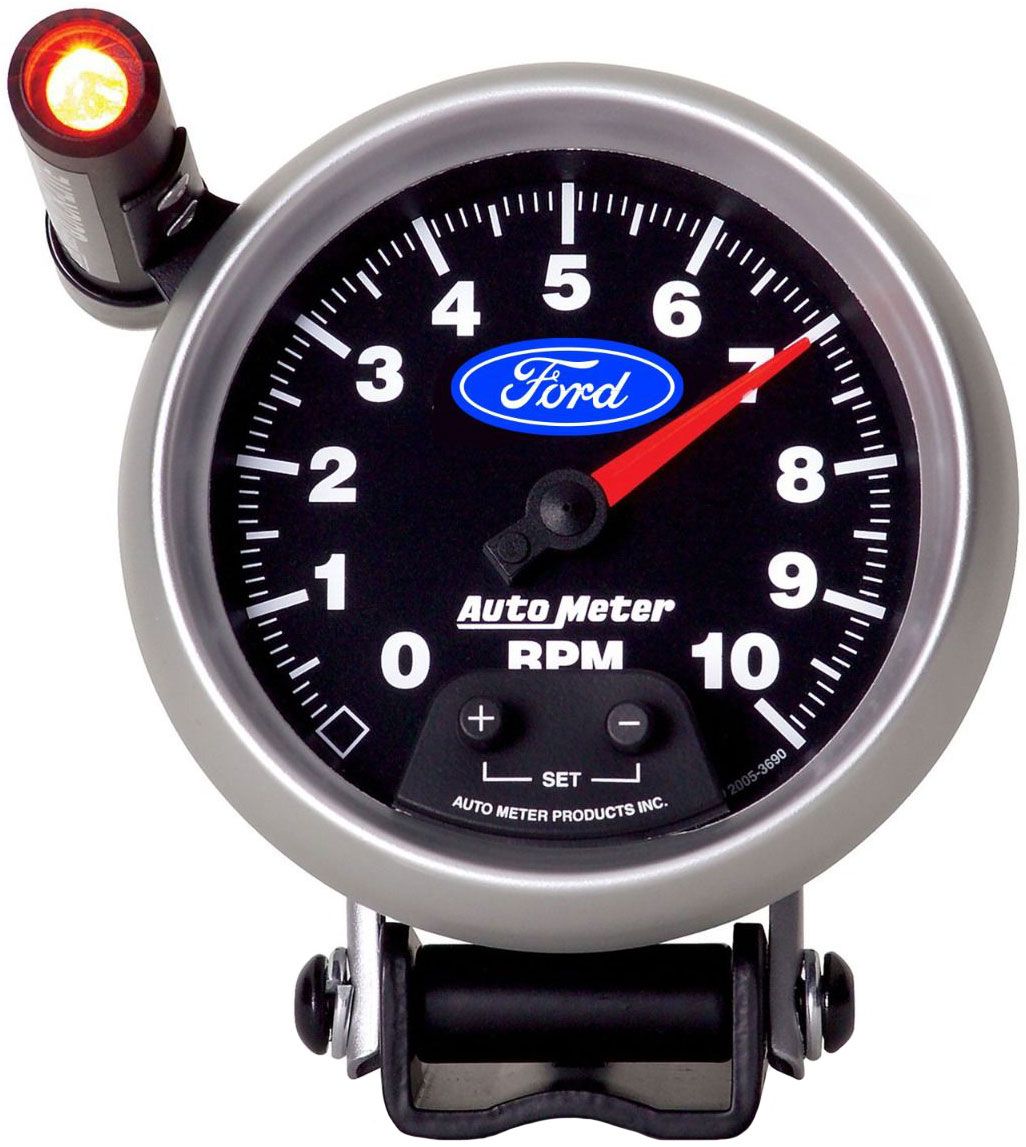 AutoMeter Ford Logo Series 3-3/4" 10,000 RPM Tachometer with Shift-Lite, Chrome Bezel (AU880825) AU880825
