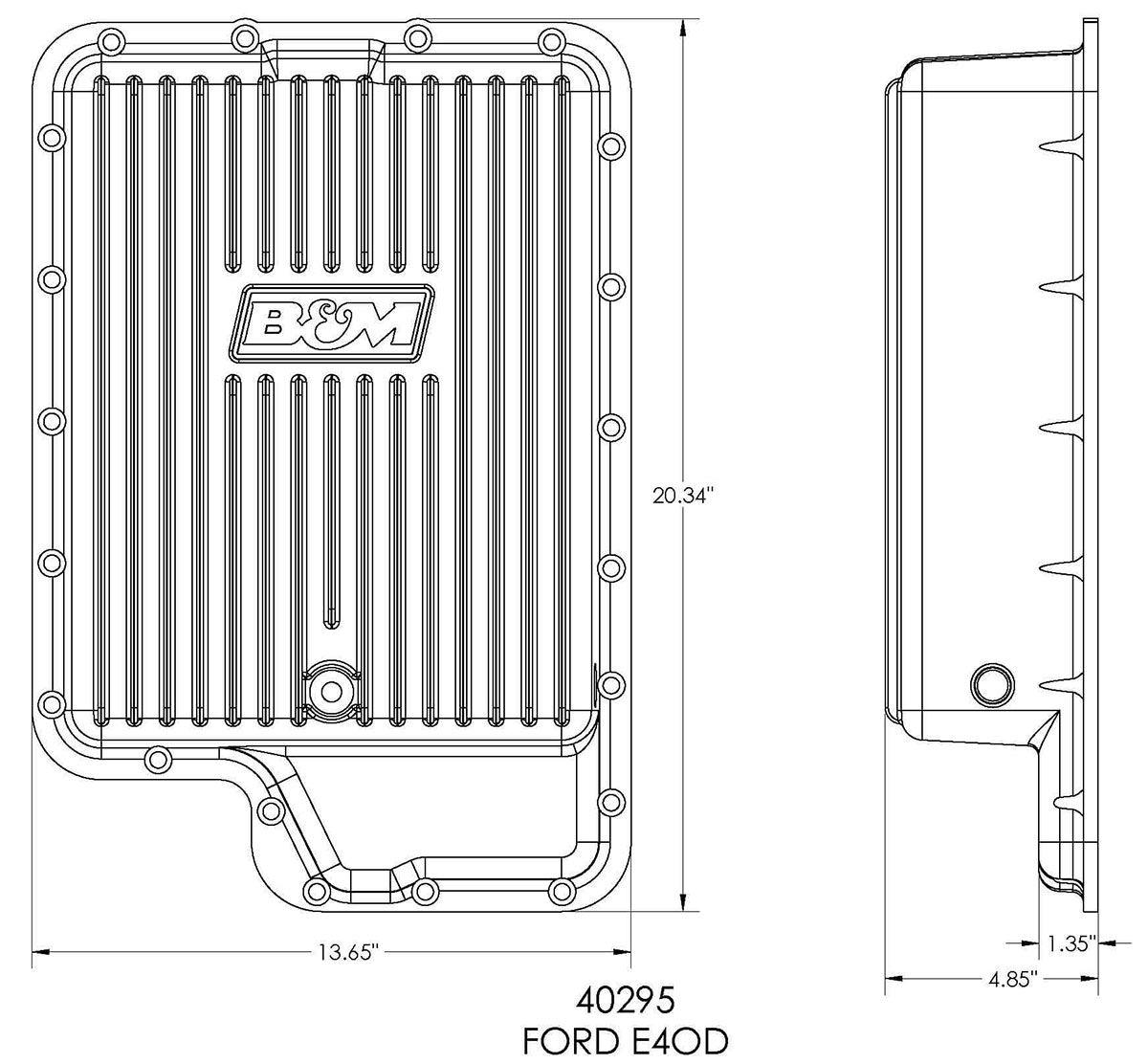 B&M Transmission Pan, Hi-Tek Deep Aluminium, For Ford E4OD, 4R100 & 5R100 (BM40295)