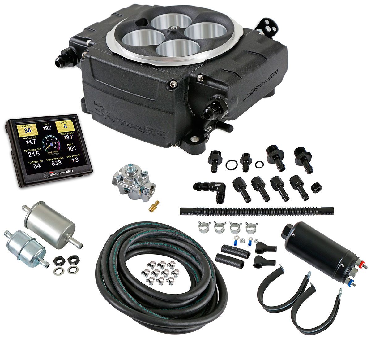 Holley Sniper 2 EFI 4BBL Self Tuning Master Kit, Black (HO550-511-3XK)