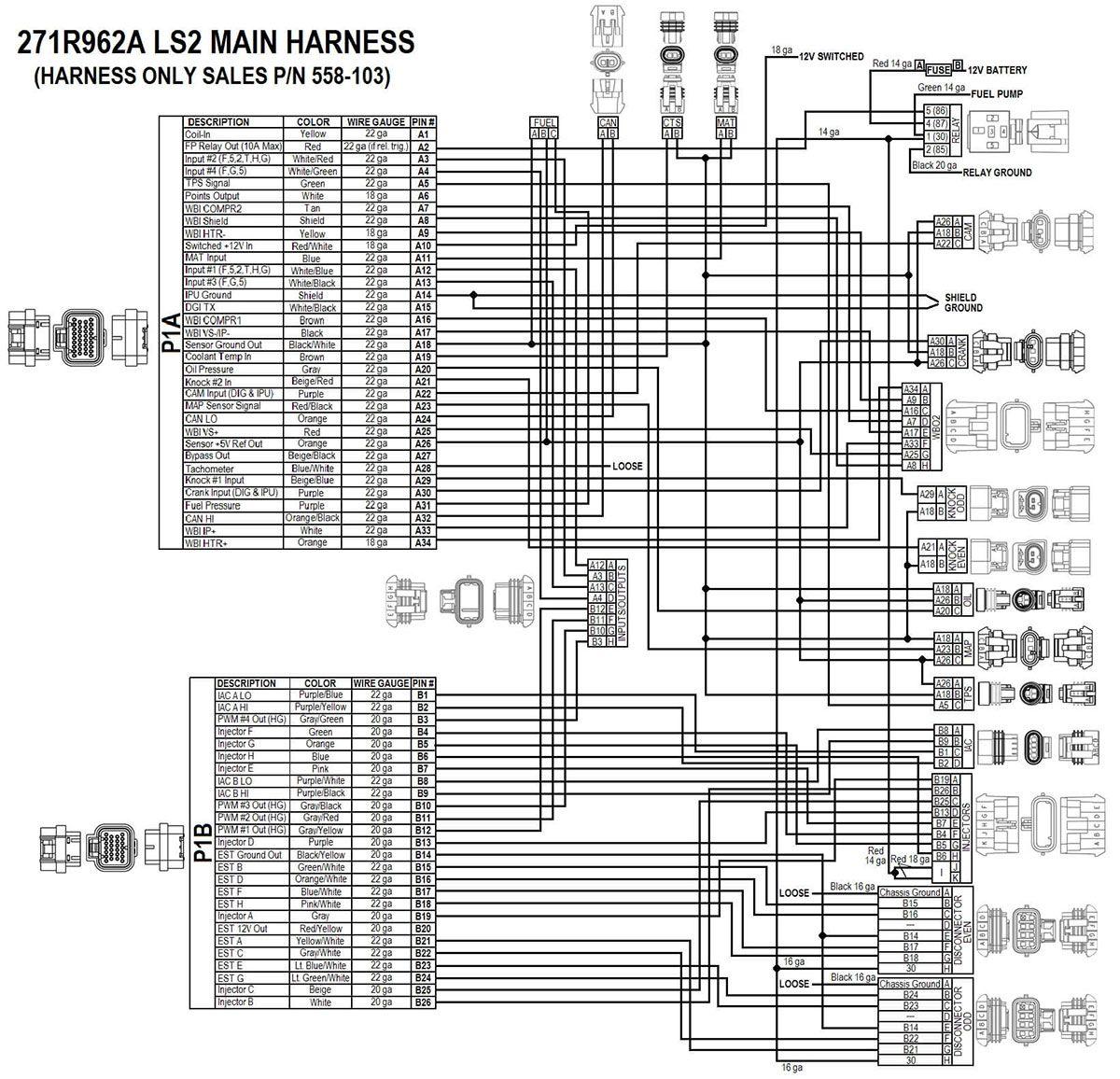 Holley LS2/LS7 Main Wiring Harness (HO558-103)